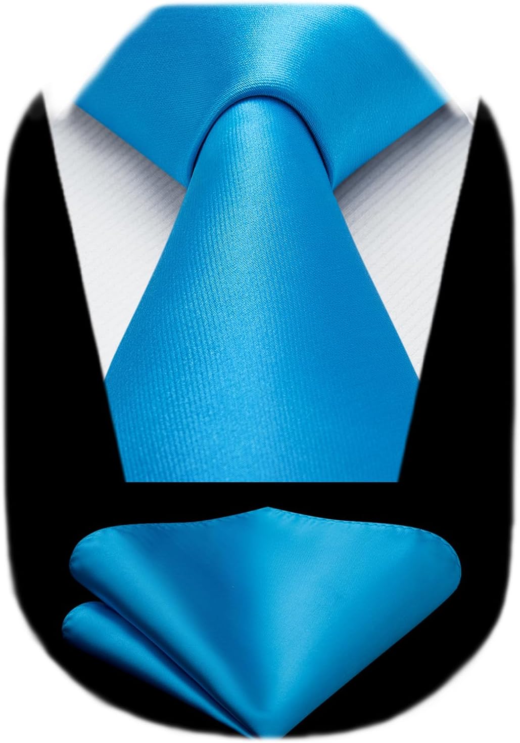 HISDERN Mens Solid Color Ties Formal Satin Necktie and Pocket Square Set Classic Wedding Business Tie & Handkerchief - Image 14
