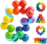 Yrissmiss Autism Sensory Fidget Ball front view showing the colorful interconnected spheres rotated into a circular shape.