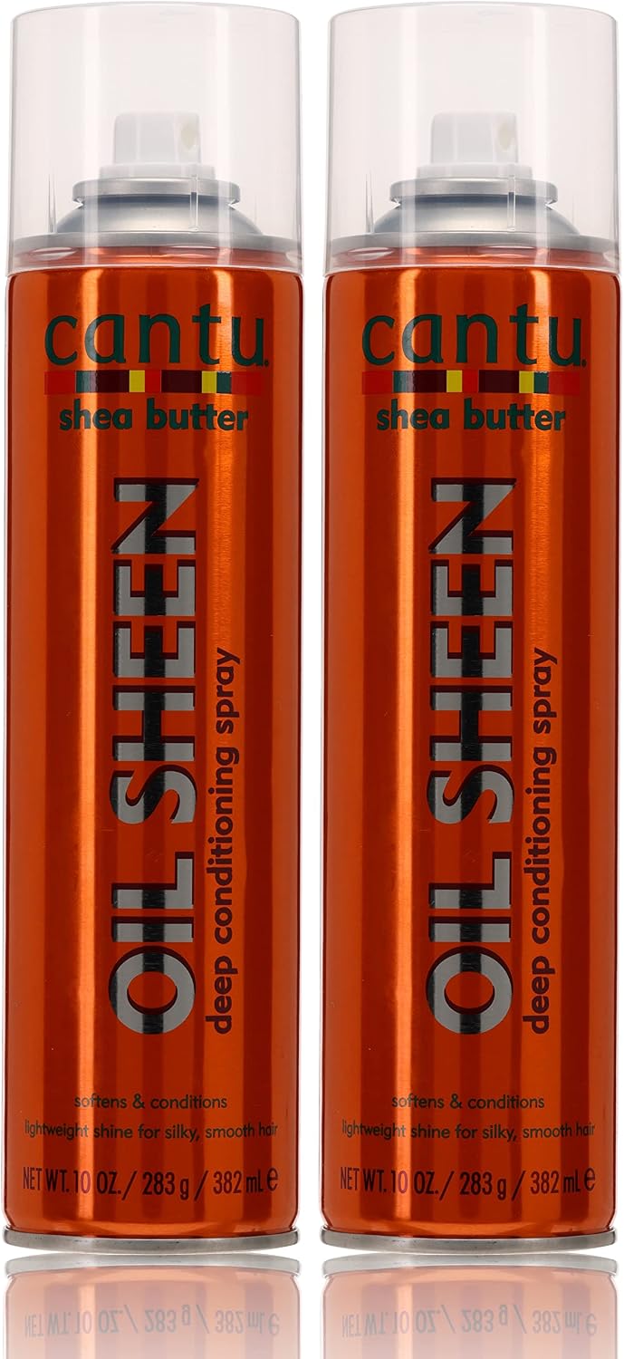 Cantu Shea Butter Oil Sheen Deep Conditioning Spray front view showing packaging and size