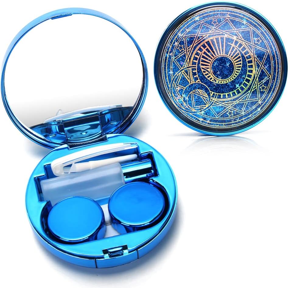 ofone Contact Lens Case, Bling Stars Cute Contact Lenses Holder Travel Kit with Remover Tool Tweezers Solution Bottle Mirror Portable Contacts Storage Container for Women Girl (Pink) - Image 9