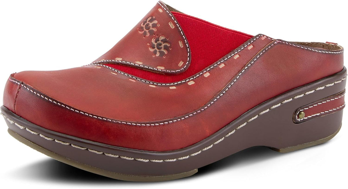 Spring Step L'Artiste Women's Chino Leather Clog- Hand-Painted Open-Back Clogs Round Toe Elastic Side Arch Support Memory Foam with 2" Heel - Image 10