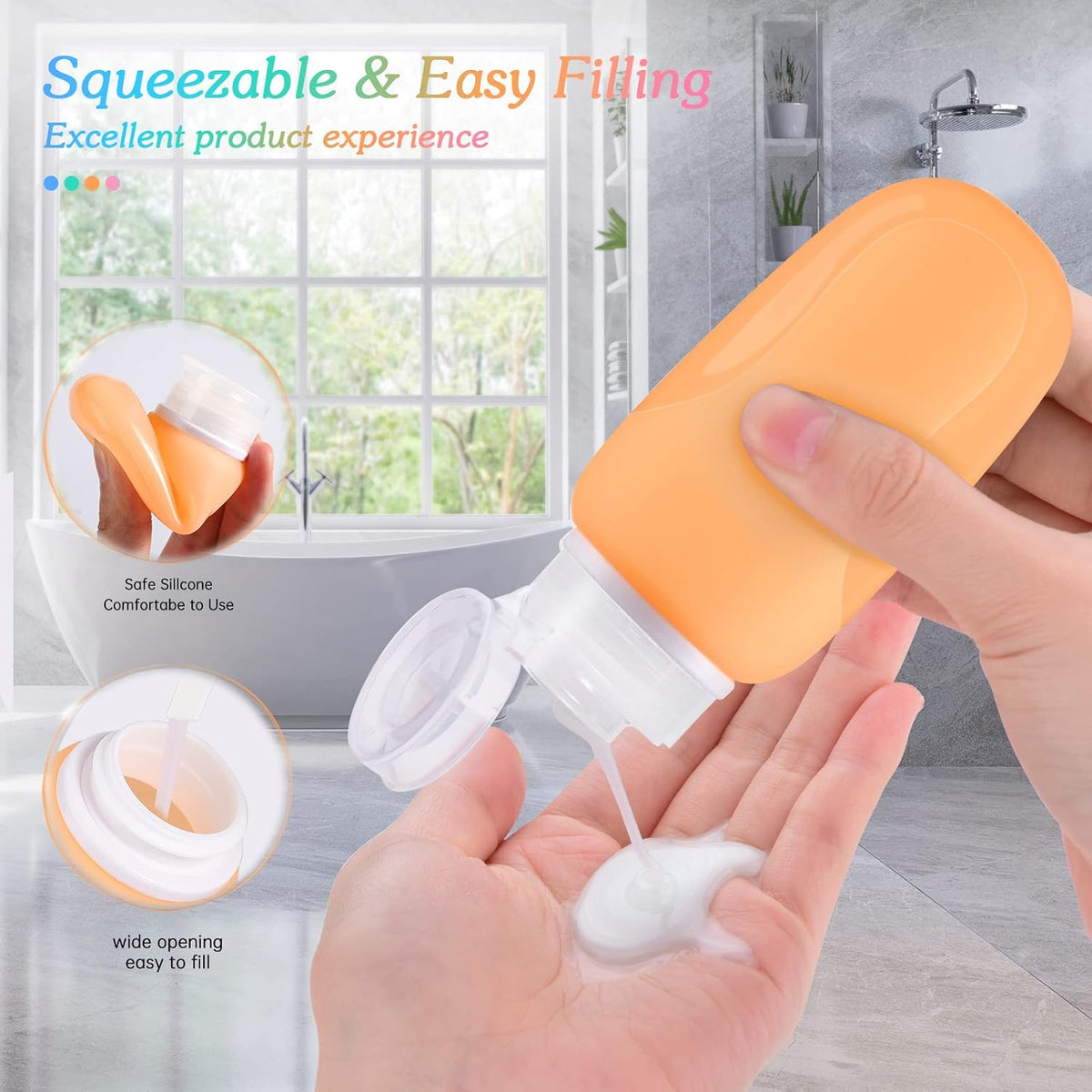Morfone travel bottles highlighting the triple layer leak proof cap design