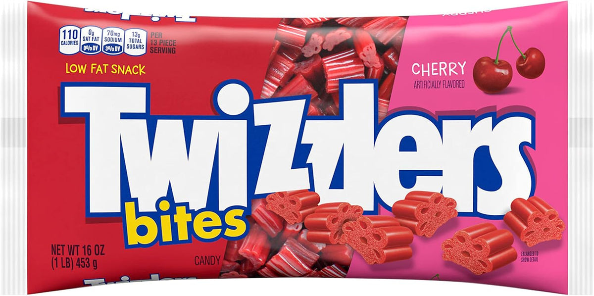 Back of TWIZZLERS Bites packaging showing ingredients and nutrition facts