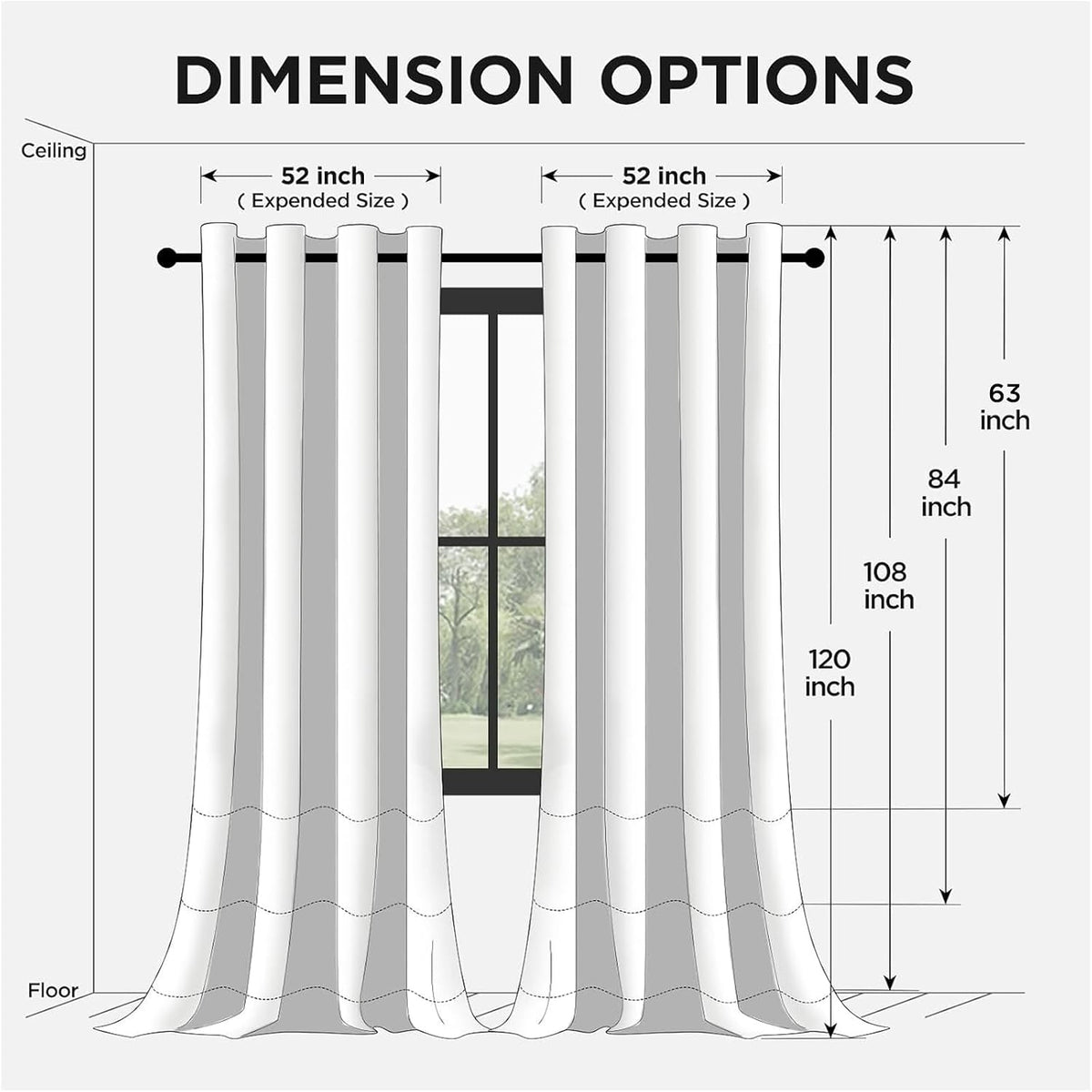 Joydeco Blackout Curtains 108 Inch Length 2 Panels Set, Thermal Insulated Long Curtains& Drapes 2 Burg, Room Darkening Grommet Drapes for Living Room Bedroom Window (W52 x L108 Inch, Black) - Image 9