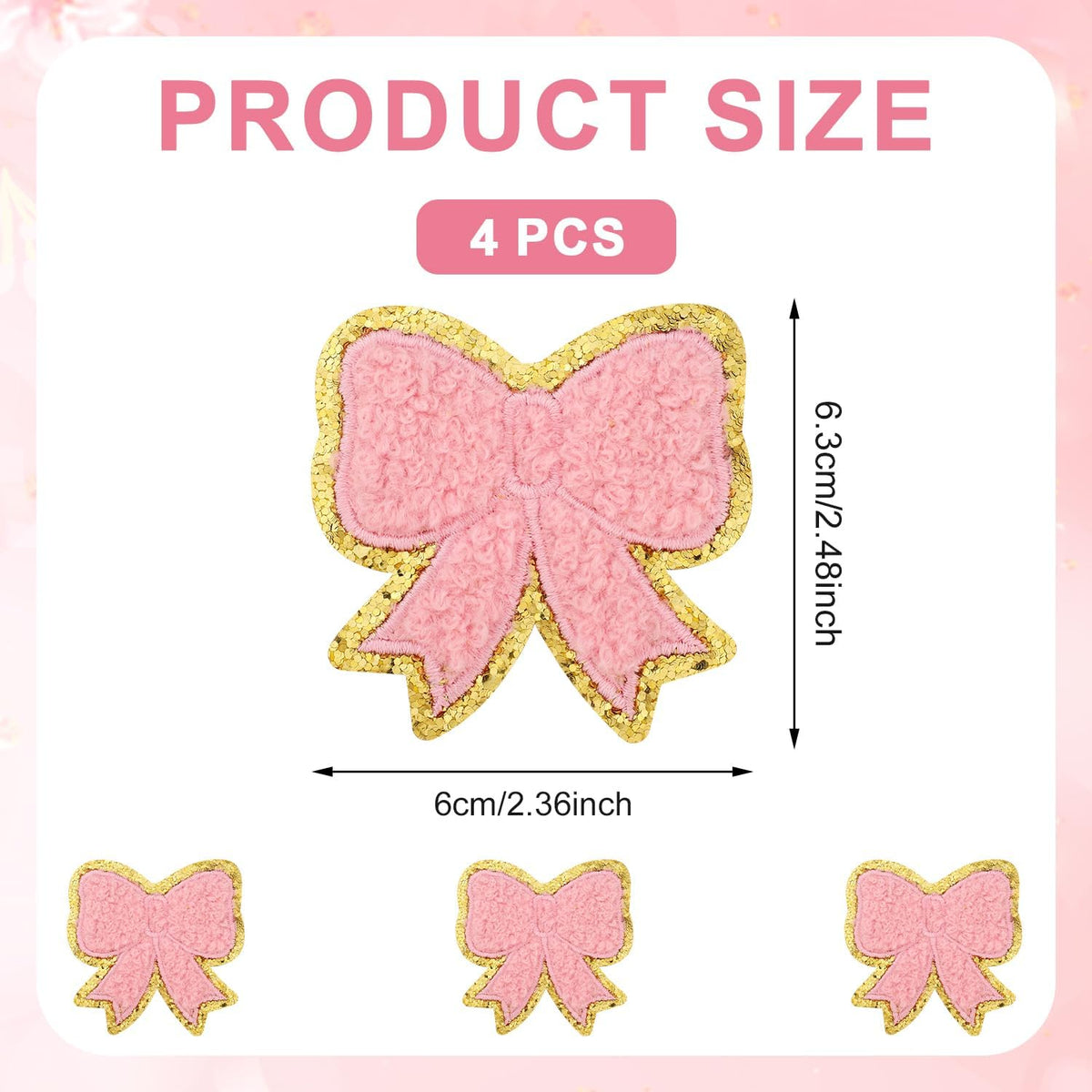 XIHIRCD sparkling gold border bow patch close up