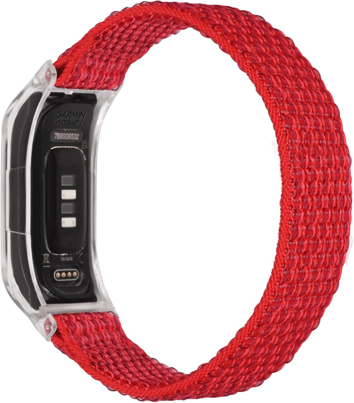 Side angle view of C2D Joy replacement band installed on fitness tracker