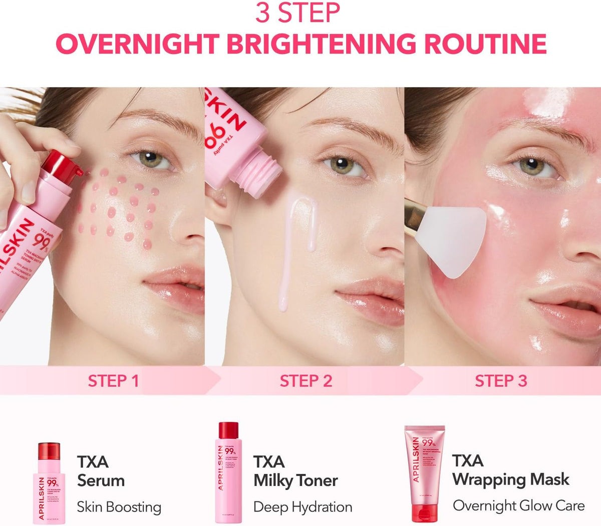 Aprilskin sleeping mask peel off process during morning routine.