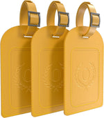 Alphabet Luggage Tags, 3 Pack Yellow Initial Bag Tags with Privacy Cover & Replaceable ID Card, Faux Leather Suitcase Tags for Travel, Flights & Cruises - Image 13