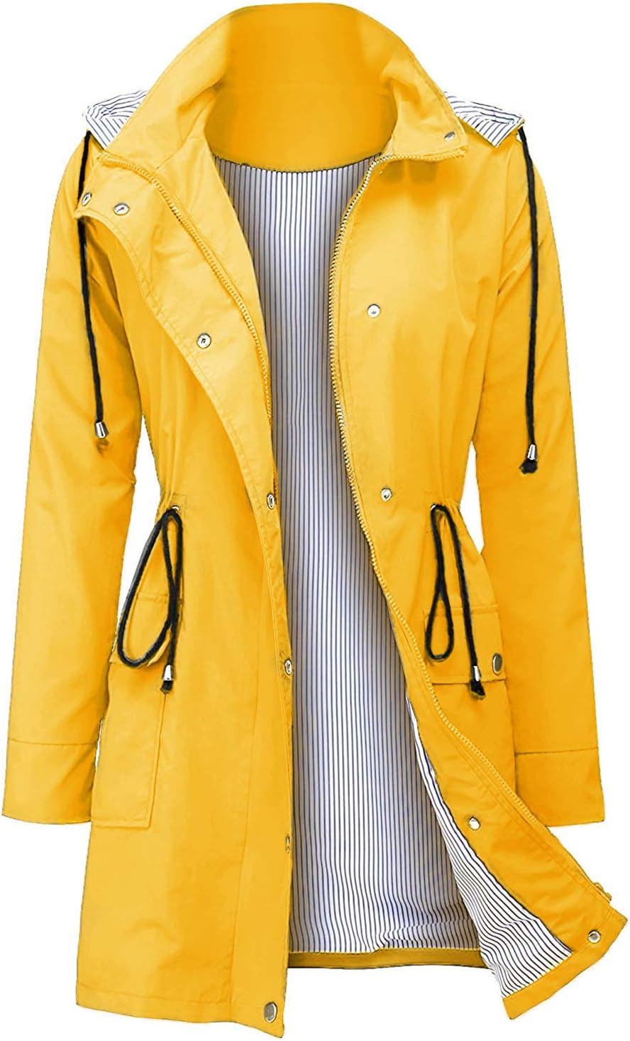 Arthas Women Light Rain Jacket Waterproof Active Outdoor Trench Raincoat with Hood Lightweight Plus Size for Girls - Image 11
