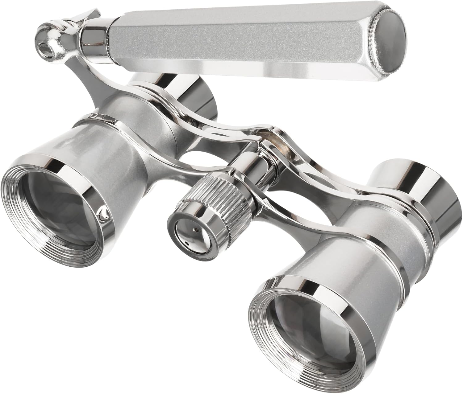 Levenhuk Broadway 325E Silver Opera Glasses front view showcasing the metallic vintage design