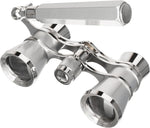 Levenhuk Broadway 325E Silver Opera Glasses front view showcasing the metallic vintage design