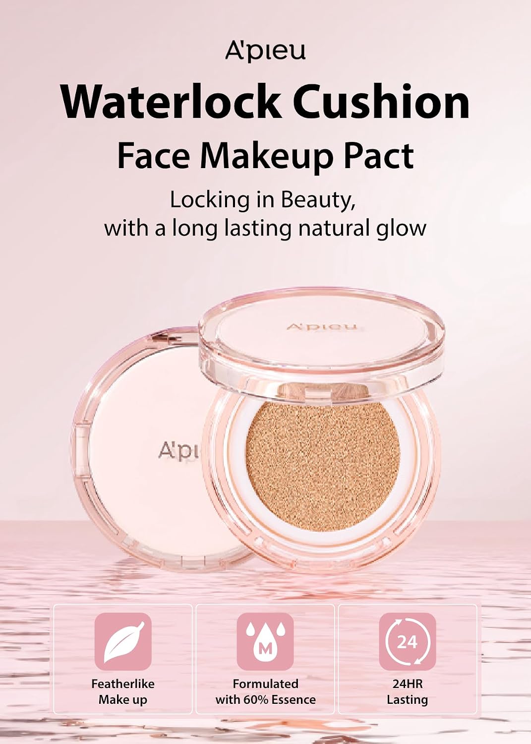 Open APIEU cushion foundation case showing applicator puff