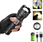Bufccy rechargeable flashlight front view showing main LED lens