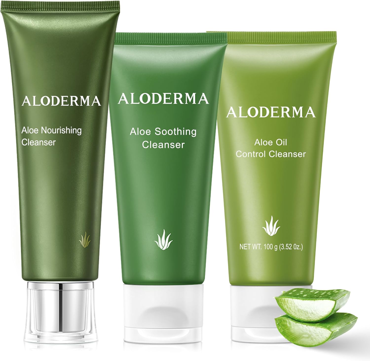 Aloderma Aloe Cleanser Set 3 Pieces front view packaging