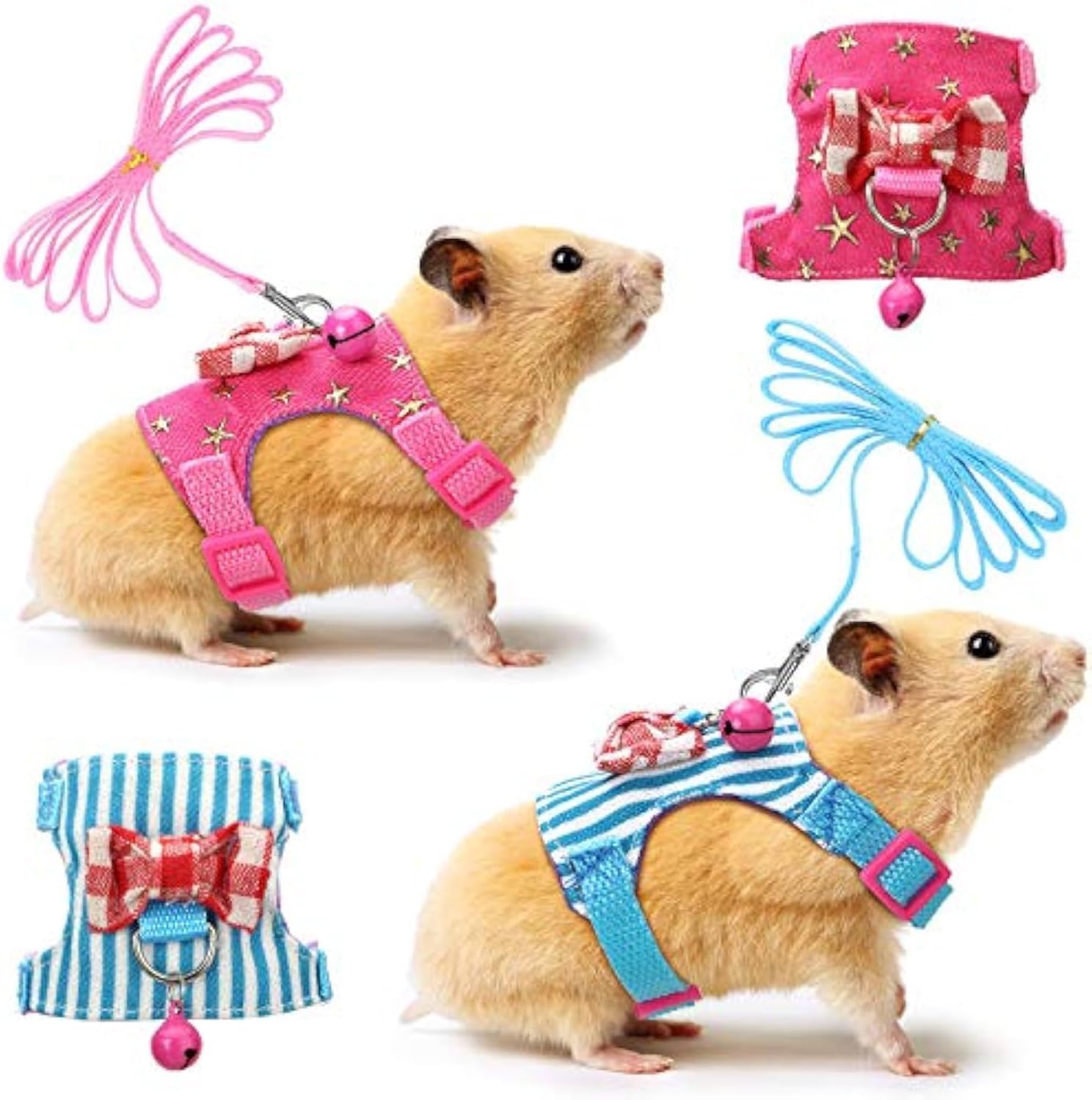 Satinior small pet harness and leash set front view with bowknot