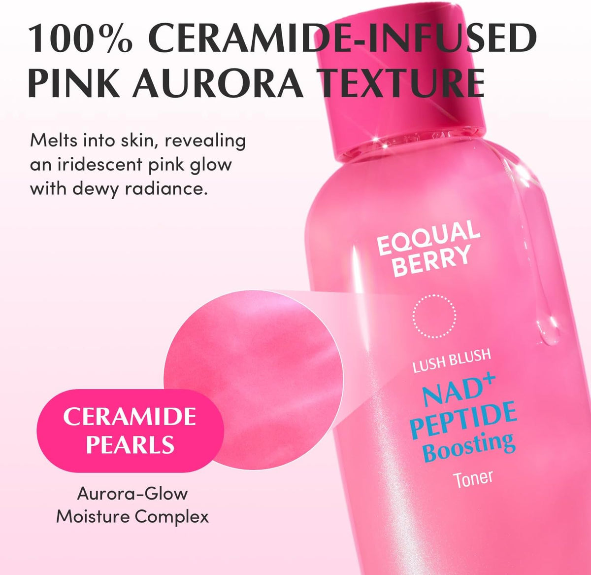 Side profile of Eqqualberry peptide boosting toner 150ml bottle