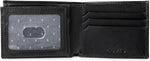 Levi's men's leather wallet close-up of debossed batwing logo