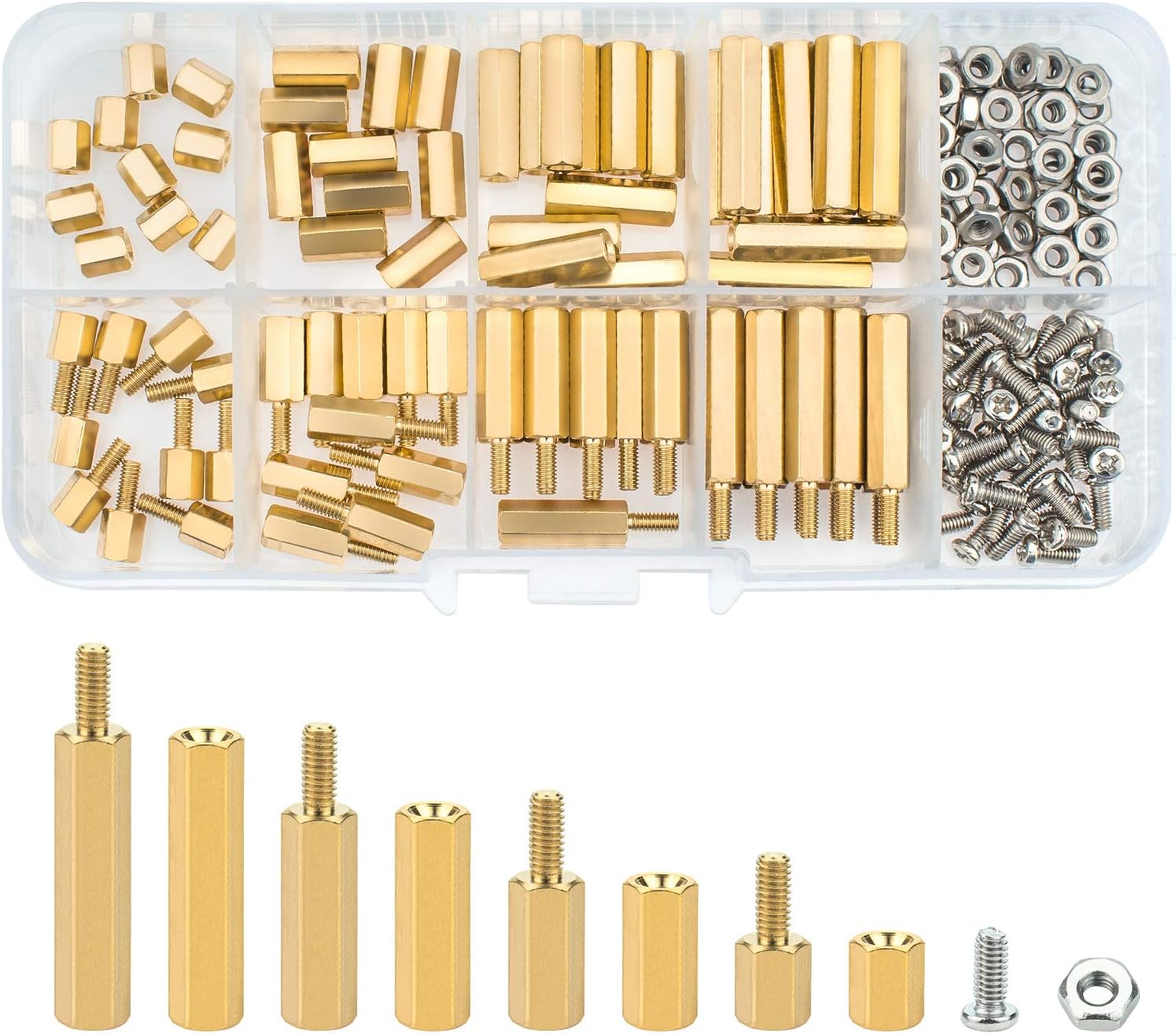 Sutemribor M2.5 brass spacer standoff kit front view storage box