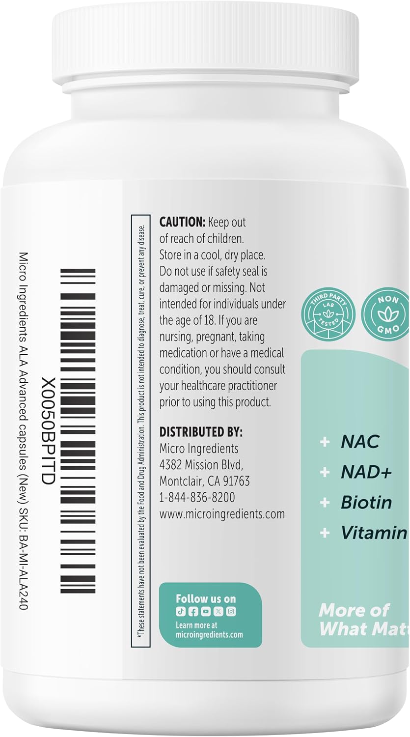 Micro Ingredients Alpha Lipoic Acid top cap and seal