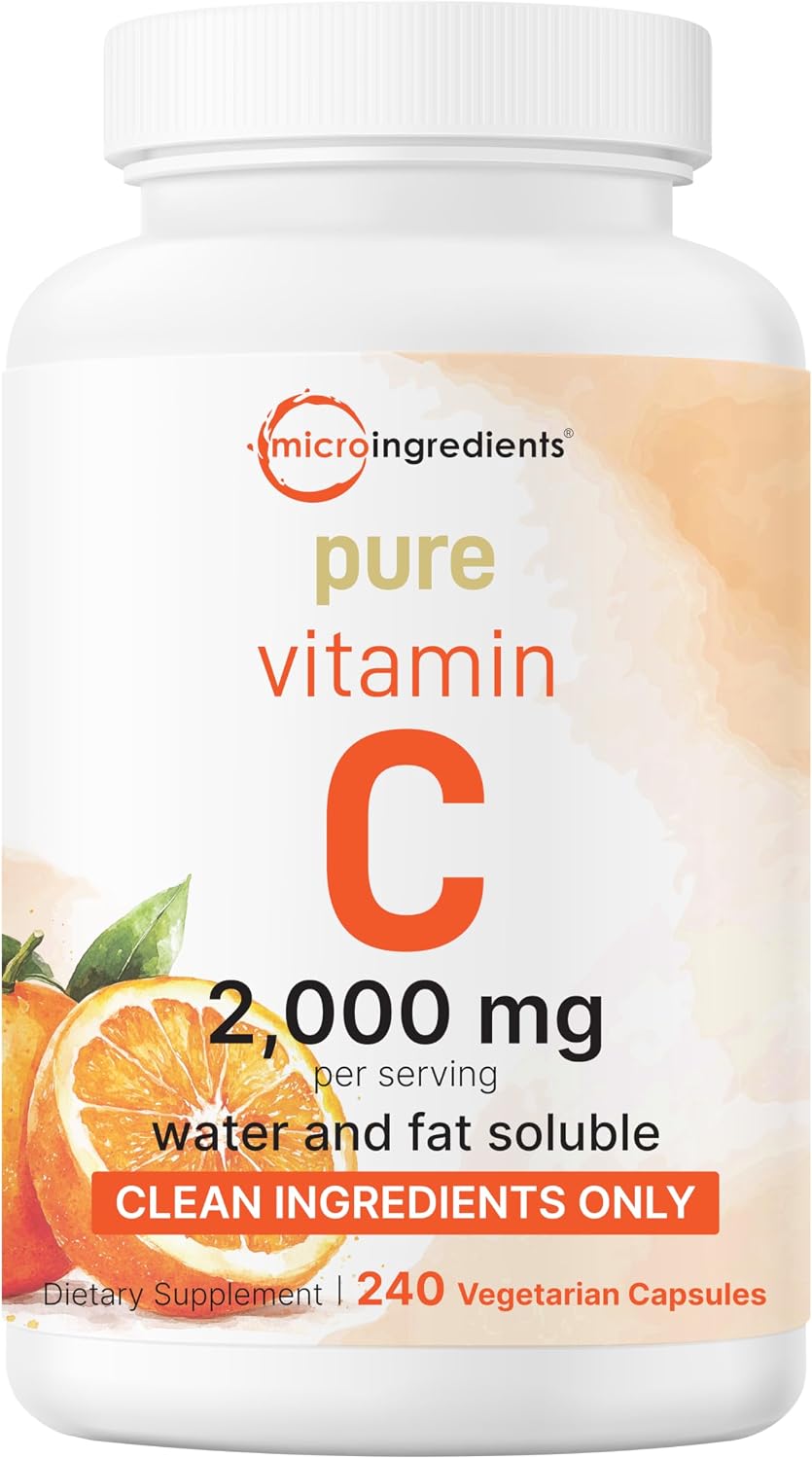 Micro Ingredients pure vitamin c 2000mg 240 veggie capsules front view