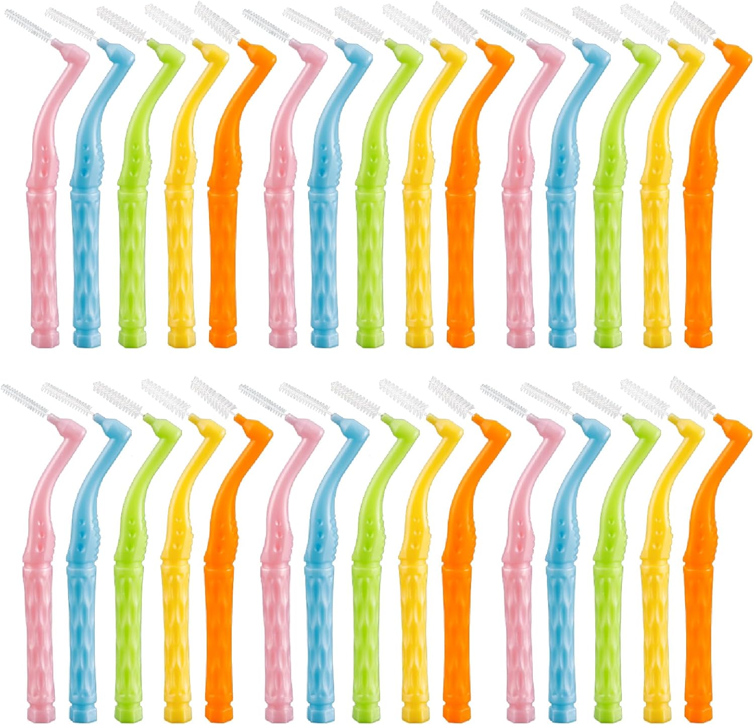 50PCS L-Shaped Interdental Brushes Braces Toothbrush Short Handle,5 Different Sizes Dental Floss Brush Angled Interdental Toothpick - Image 1