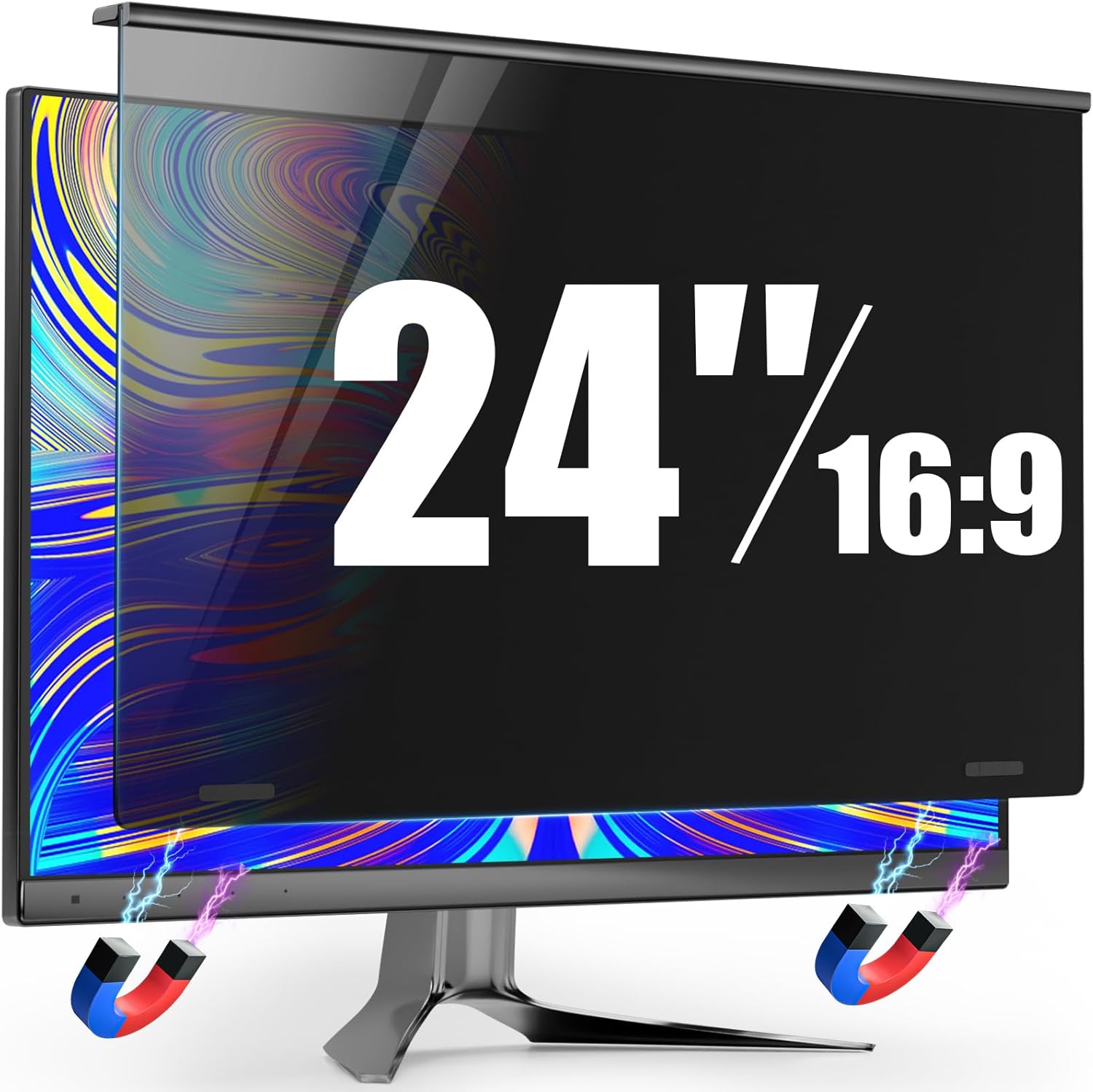 PJOVORY magnetic 24 inch privacy screen front view on a computer monitor