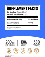 BulkSupplements diindolylmethane powder label close up