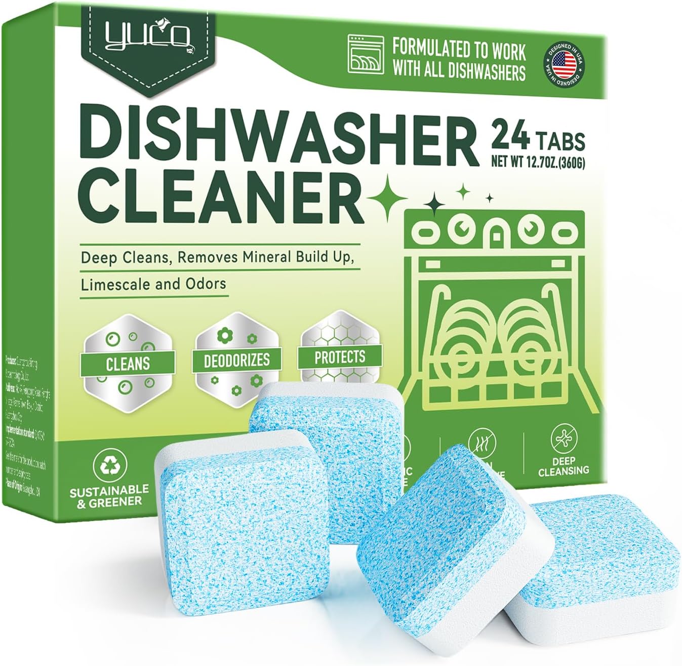 Grime Labs Dishwasher Cleaner and Deodorizer Tablets 24 Pack front view