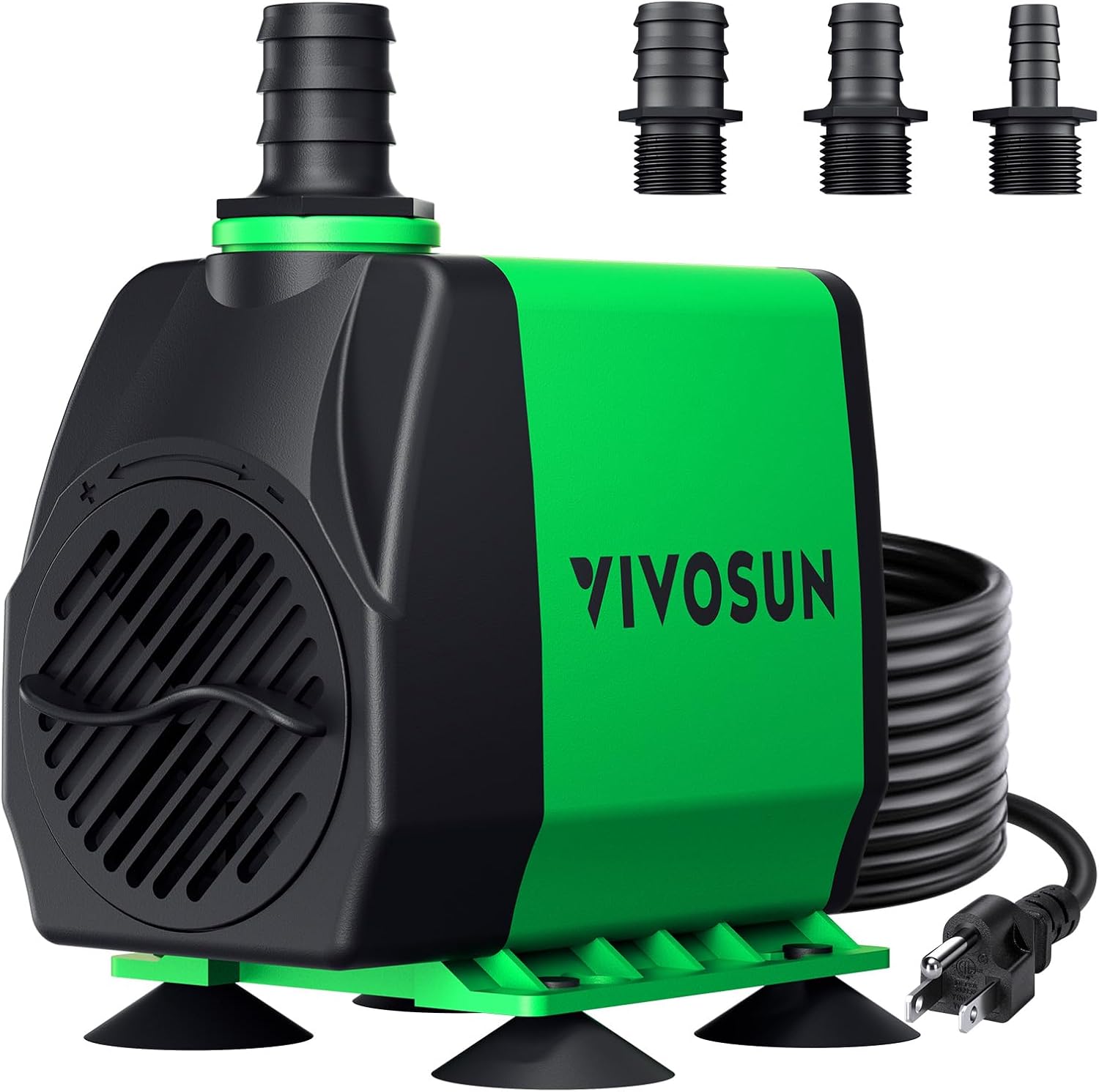 VIVOSUN 800GPH Submersible Pump front view highlighting the adjustable flow control dial for hydroponics.