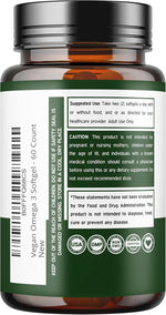 Back label of Dorado Nutrition Omega 3 Algae Oil with supplement facts