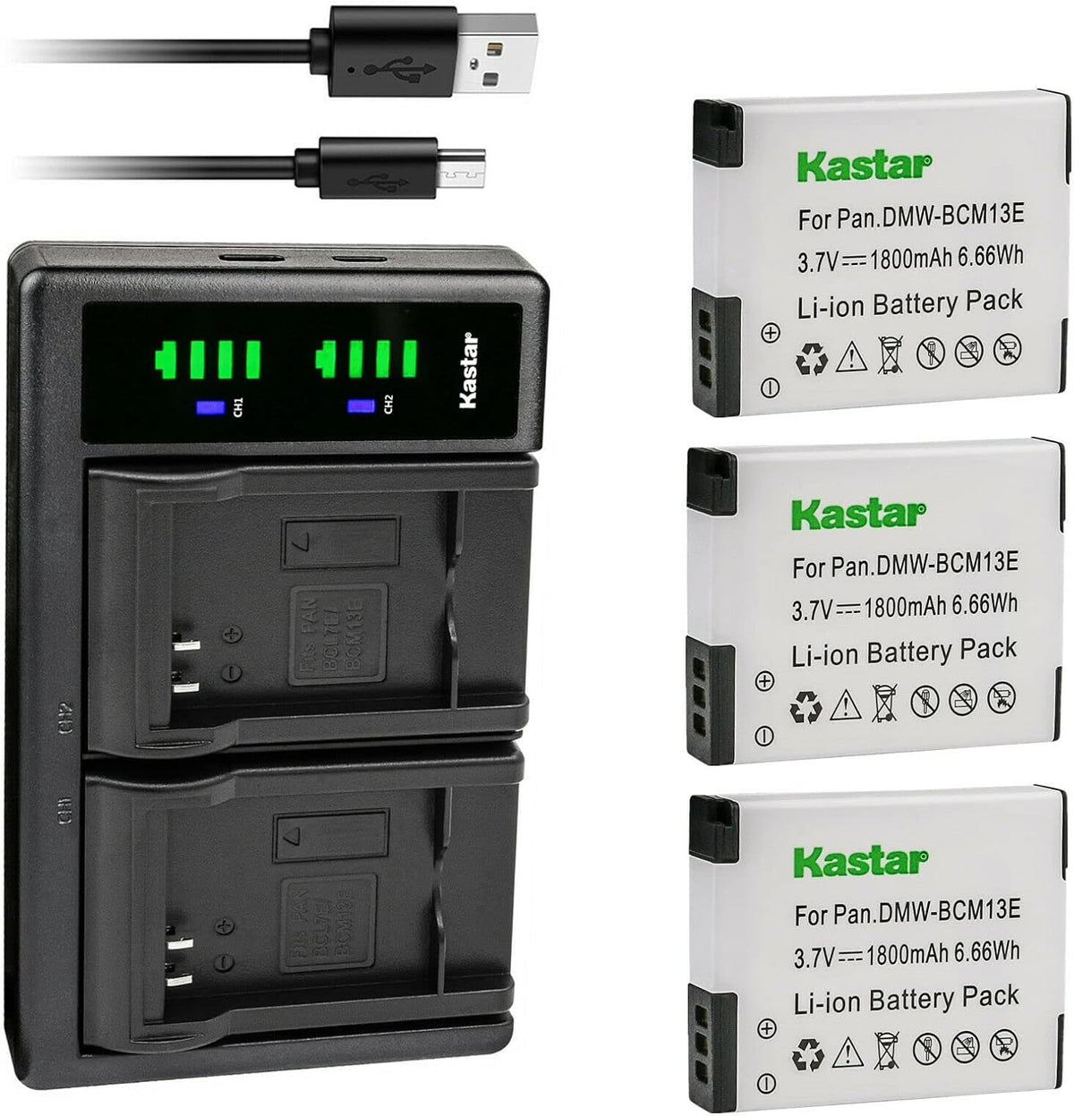 Rear view of the Kastar replacement battery showing voltage and model specs