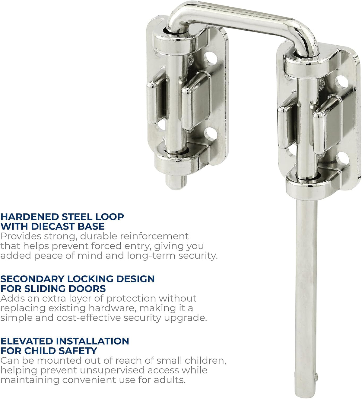 Prime-Line patio door loop lock package contents with mounting screws