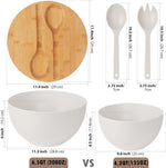 ECOHAGOU matte white mixing bowl with serving spoon and fork