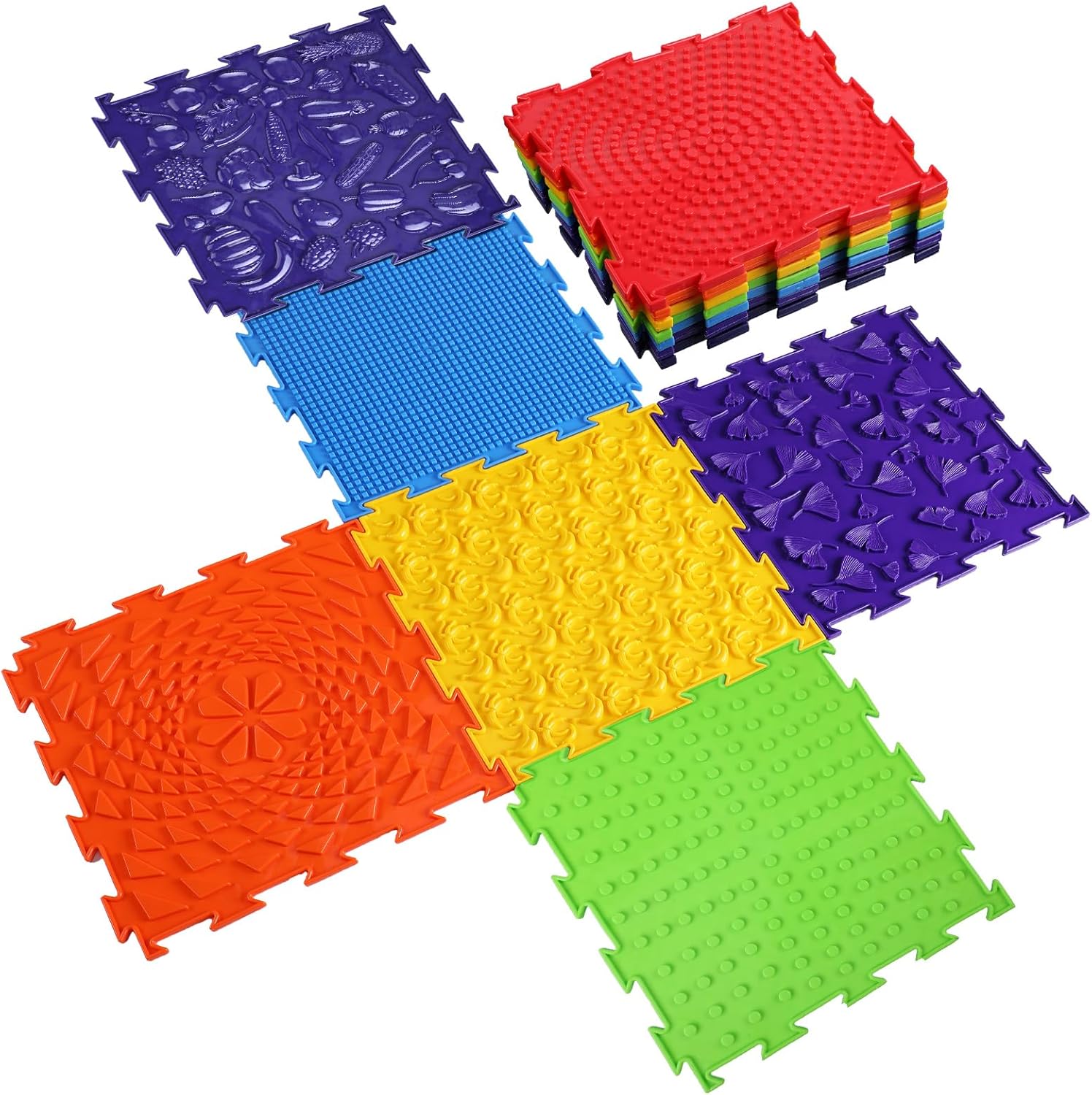 Maitys 7 pieces sensory massage puzzle mat set front view