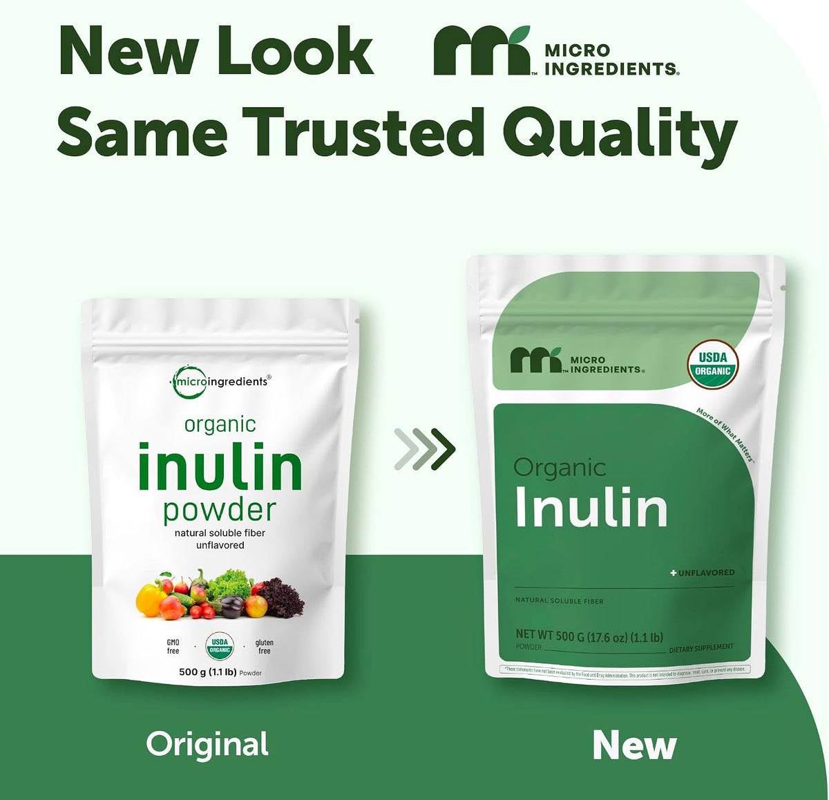 Micro Ingredients Organic Inulin FOS Fiber Powder nutritional facts label detail
