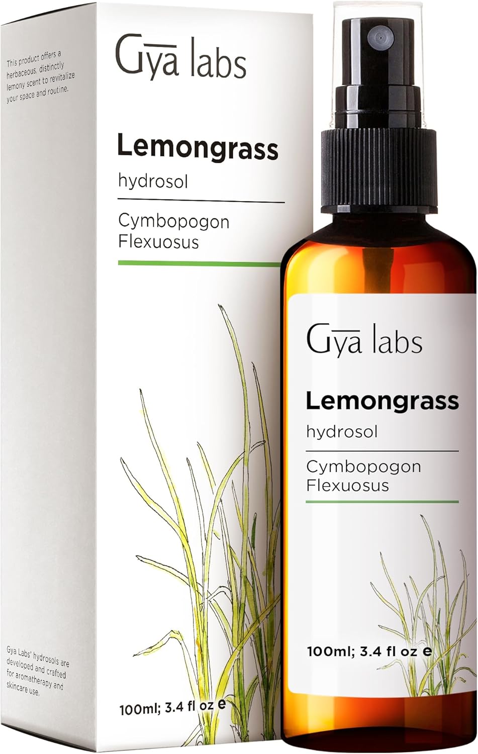 Gya Labs Lemongrass Hydrosol, 3.4 Fl Oz - Lemongrass Spray for Face, Skin, Body, Hair, Outdoor Use, Aromatherapy - Cultivated In Thailand With No Synthetic Additives - Image 1