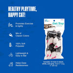 Twelve piece assortment pack of lightweight faux fur kitten toys