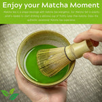 Japanese Matcha Whisk Set Matcha Tea Ceremony Set of 4 Including 100 Prong Matcha Whisk, Traditional Scoop, Tea Spoon and Ceramic Matcha Bowls - Image 2
