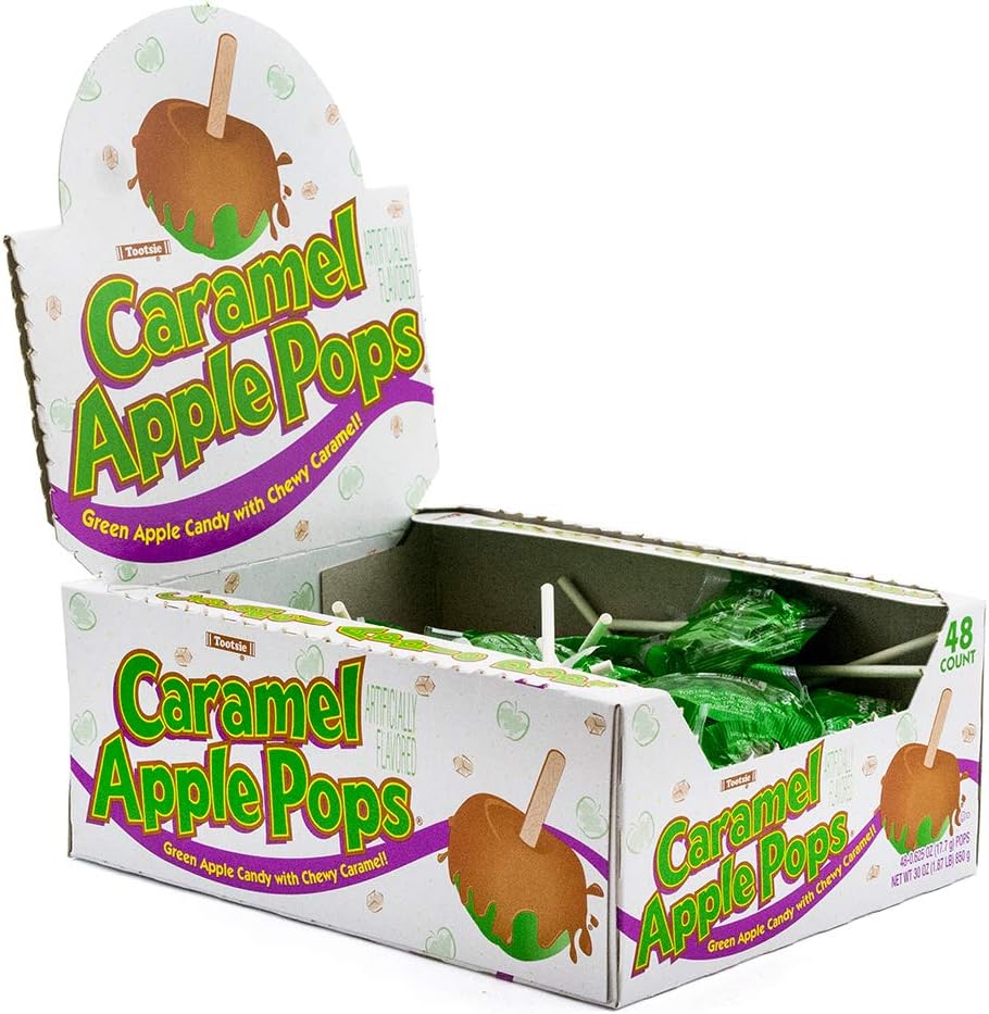 Tootsie Roll Caramel Apple Pops retail display box front view