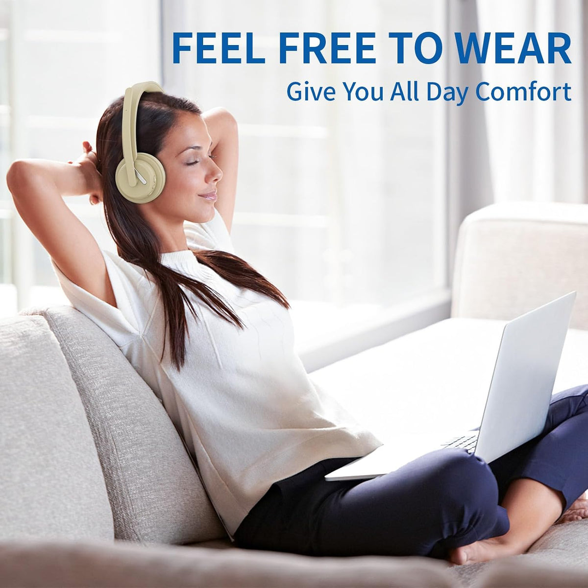 Awatrue wireless headphone showing on-ear cushions