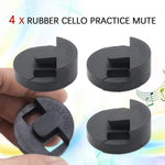 Black rubber cello mute installed on bridge