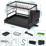 XLMYS dish drying rack set configured with the cutting board attachment on a kitchen counter.