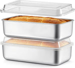TeamFar loaf pan front view showing stainless steel finish and size.