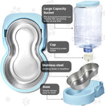 Hwonmte light blue pet feeding station with transparent bottles