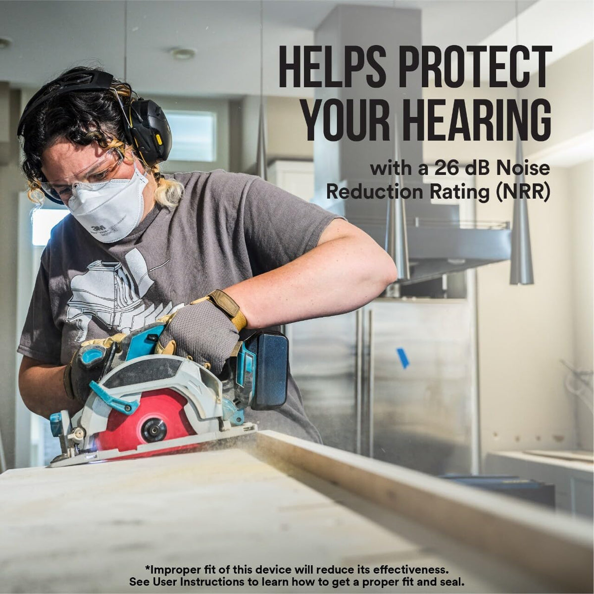 3M safety hearing protector paired with a smartphone