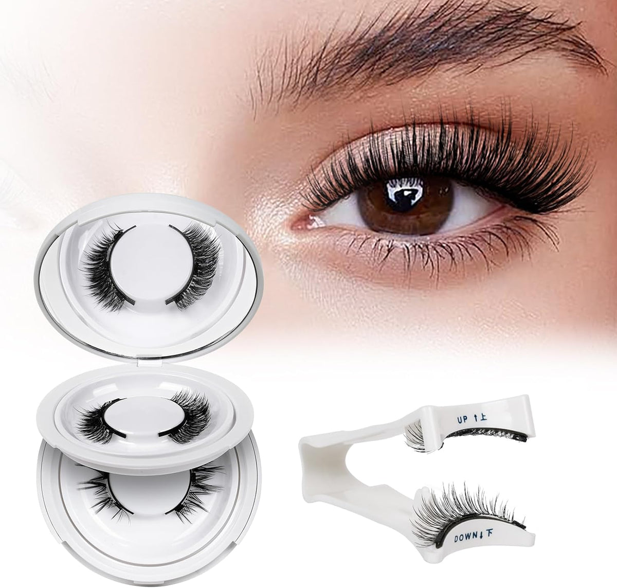 QUEWEL Magnetic Eyelashes 2 pair set with cat eye flared design