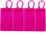 AI-DEE suitcase name labels attached to travel baggage handle