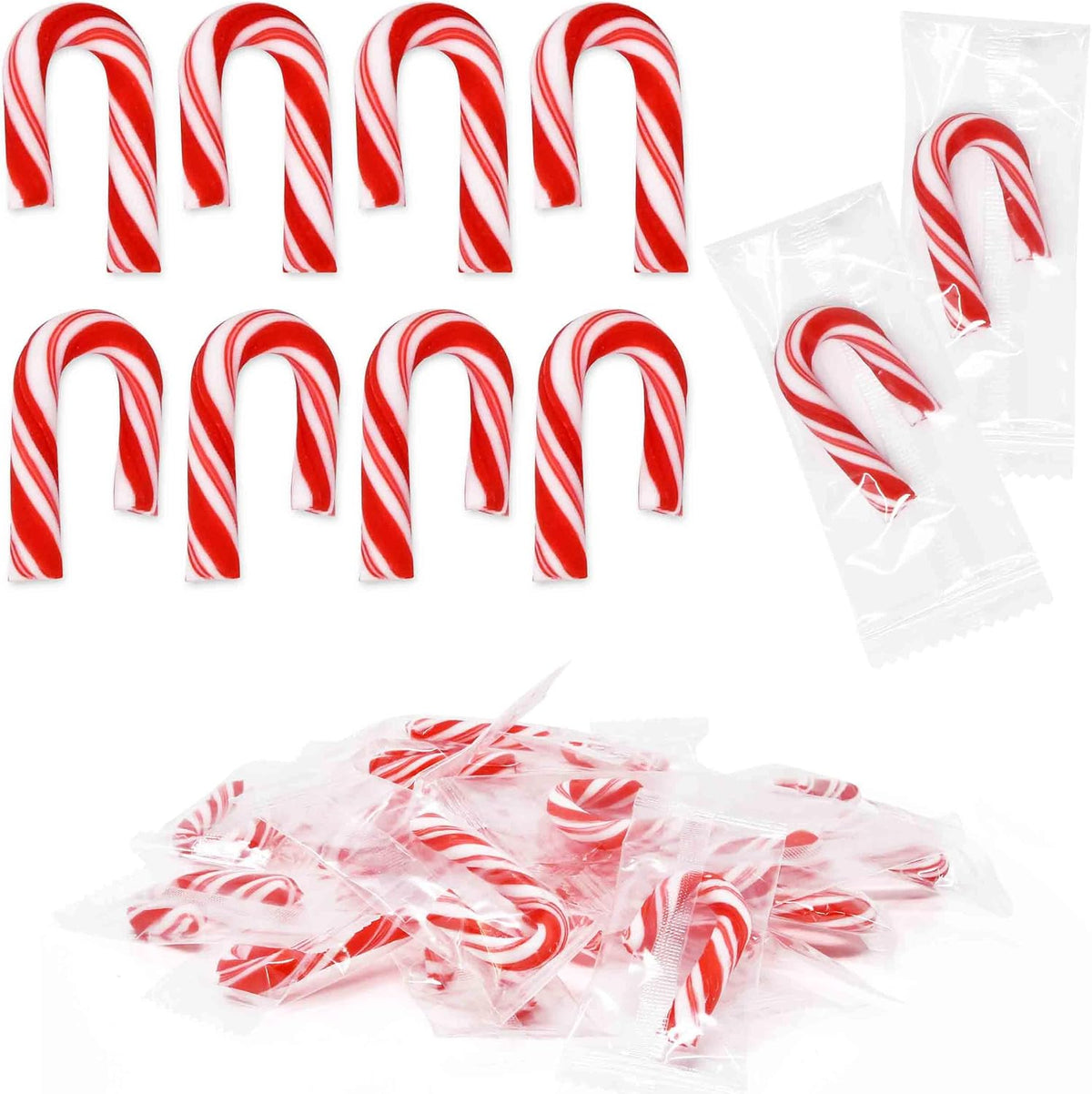 Taboom mini peppermint candy canes front view of individual packaging