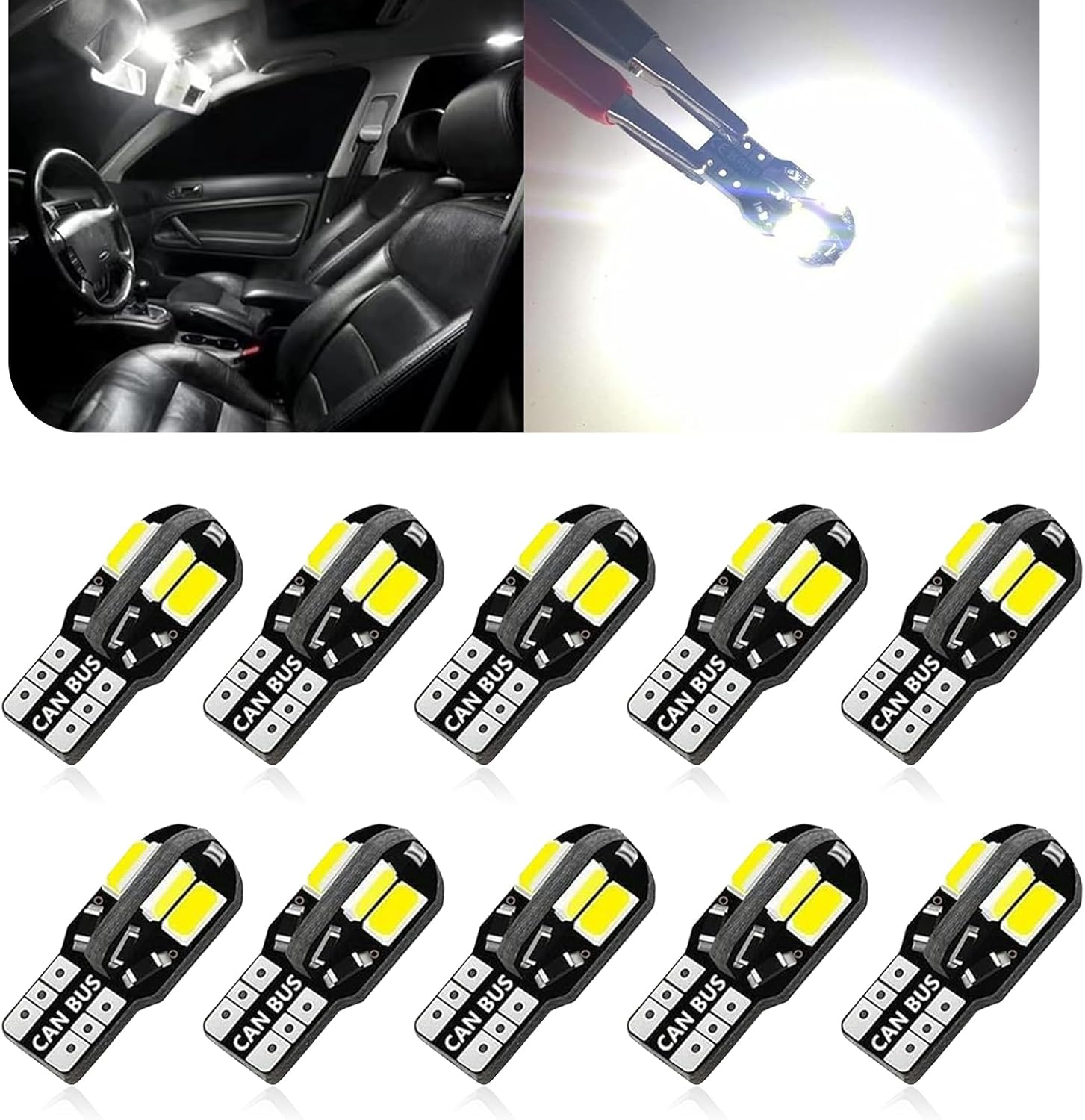 Neferta T10 Car LED Width Light pack front view showcasing premium automotive bulbs.