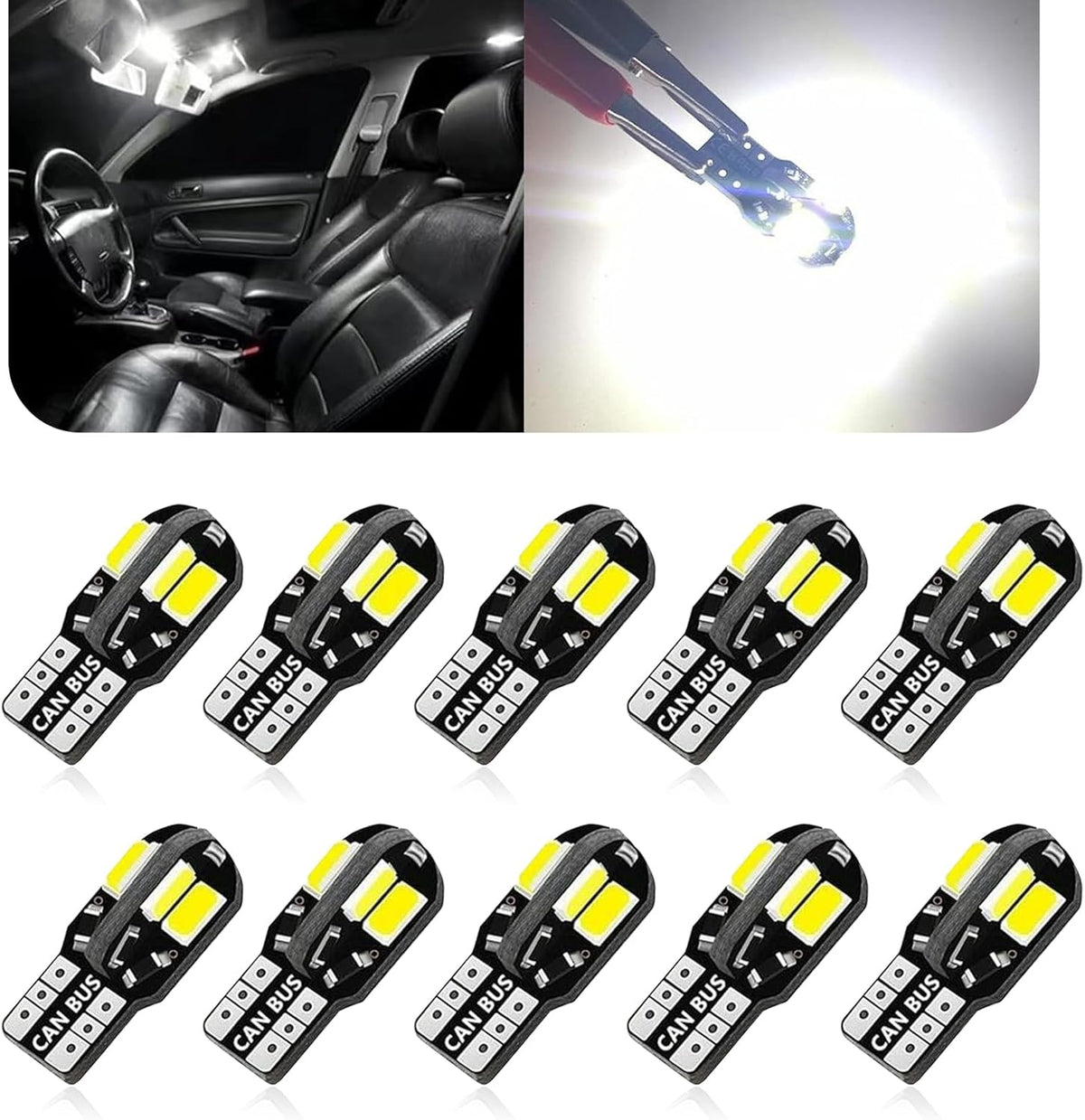 Neferta T10 Car LED Width Light pack front view showcasing premium automotive bulbs.